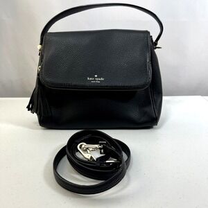 Kate Spade New York Women's Black Pebbled  Zip Flip Top Miri Chester Street Bag